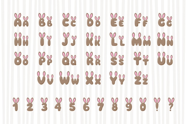 Bunny alphabet in cartoon style