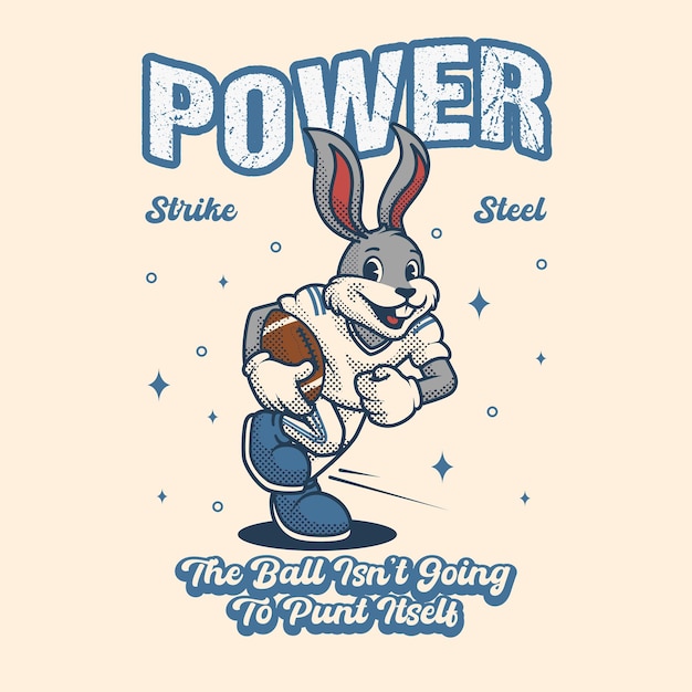 Vector bunny american football logo rugby retro and vintage