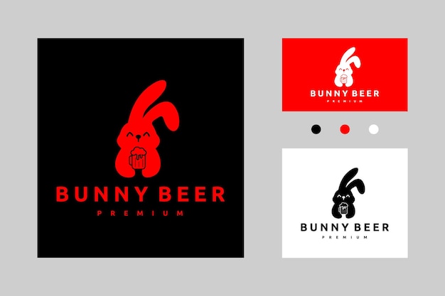 Bunny Beer Logo Vector Icon Design Illustration