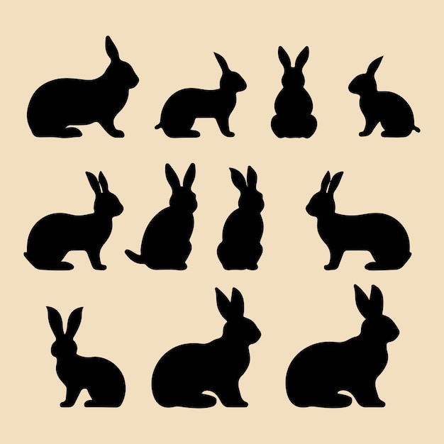 Bunny black silhouette vector art