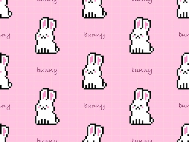 Bunny cartoon character seamless pattern on pink background