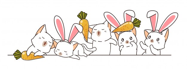 Bunny cats and carrot