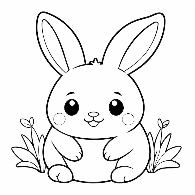 Vector bunny coloring page drawing for children