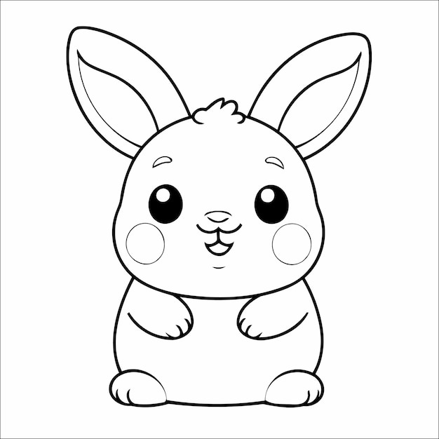 Vector bunny coloring page drawing for toddlers