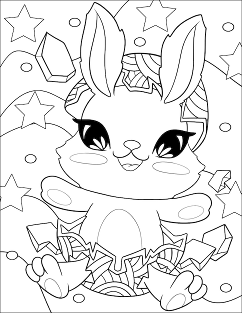 Bunny coloring page for kids