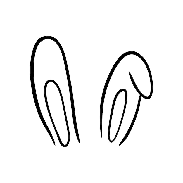 Vector bunny ears drawn in doodle style. symbol of the year 2023. christmas ears.