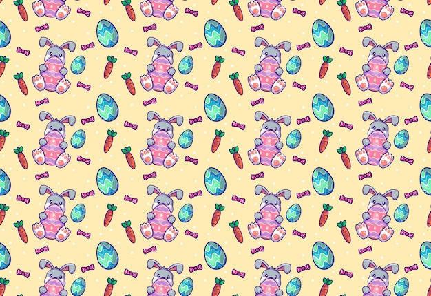 Bunny easter cartoon seamless pattern