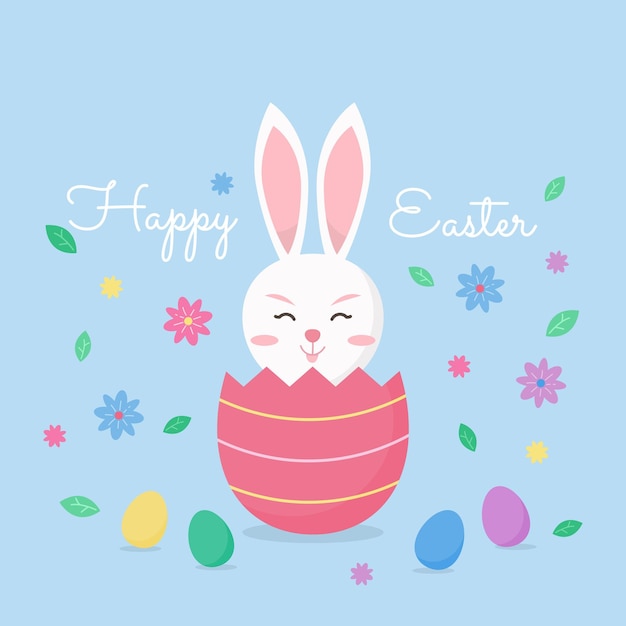 bunny in easter egg vector illustration