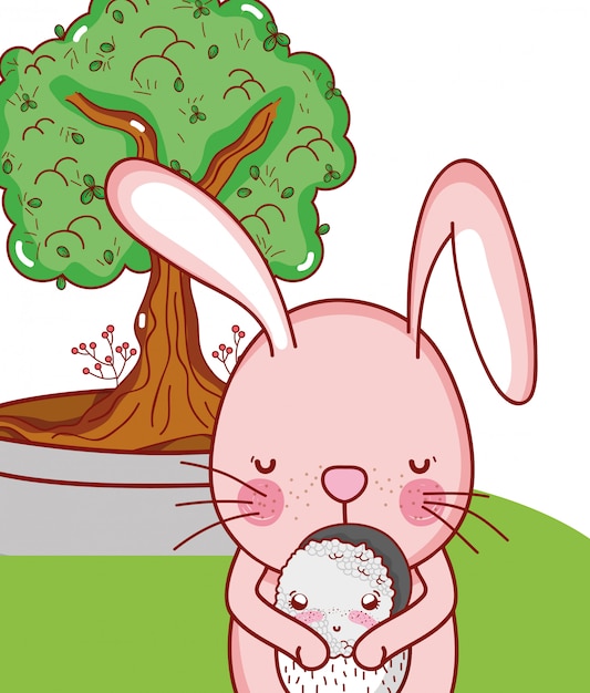 Bunny en eten kawaii