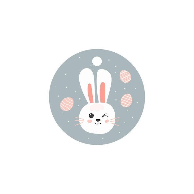 Bunny face on a round sticker