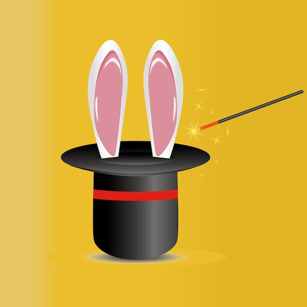 bunny in a hat magic wand icon vector illustration symbol