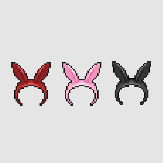 Vector bunny headband with different color in pixel art style