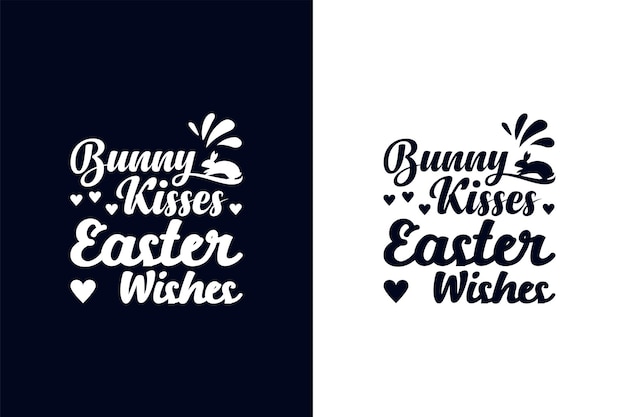 Bunny kisses Easter wishes. Easter day t-shirt design template