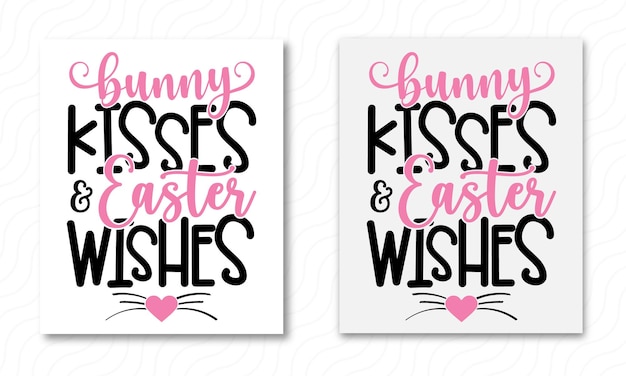 Vector bunny kisses easter wishes t-shirt en svg-ontwerp, vectorbestand.