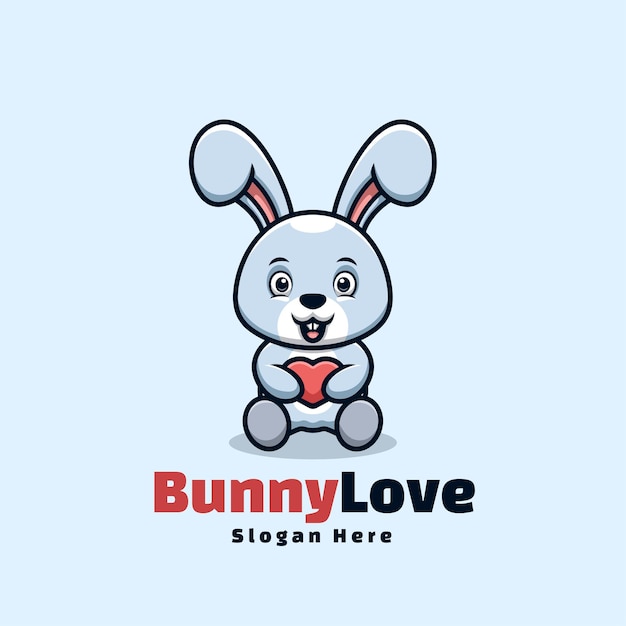 Bunny love cartoon kawaii schattig logo