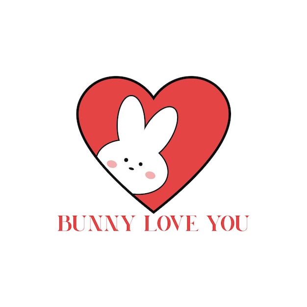 Bunny Love You Valentine Design Illustration
