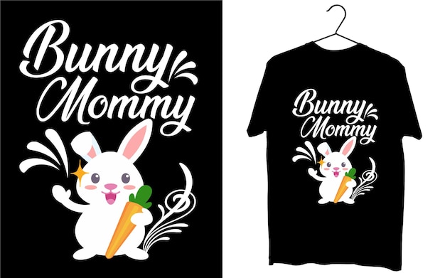 Vector bunny mommy easter typography t shirt design
