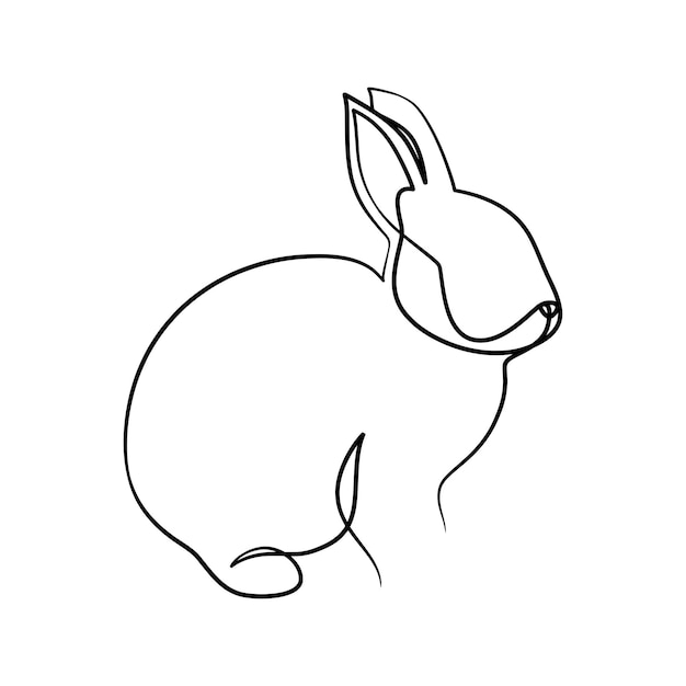 Disegno artistico a linea continua bunny rabbit