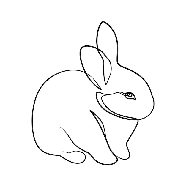 Premium Vector | Bunny rabbit continuous line art drawing