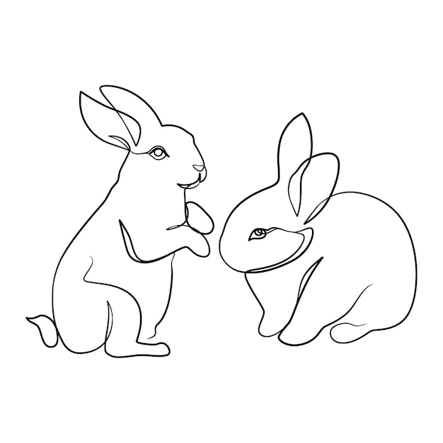 Bunny Rabbit continuous line art drawing