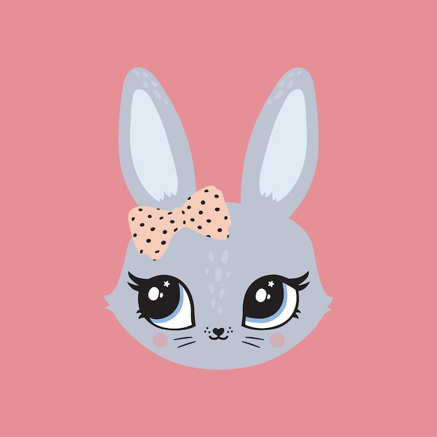 Vector bunny rabbit cute eyes kids room decor print