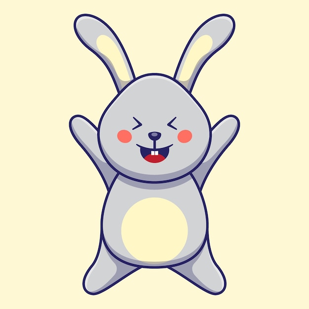 Bunny rabbit jump up cute cartoon vector animal illustration kawaii animal