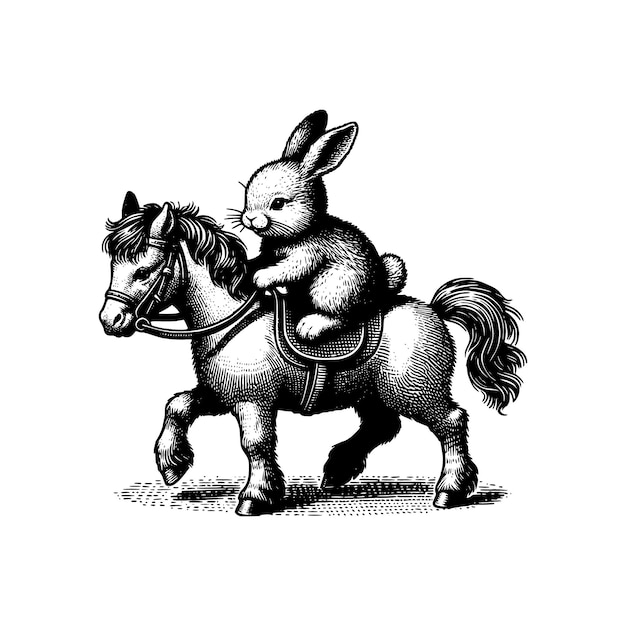 Vector a bunny riding on a pony