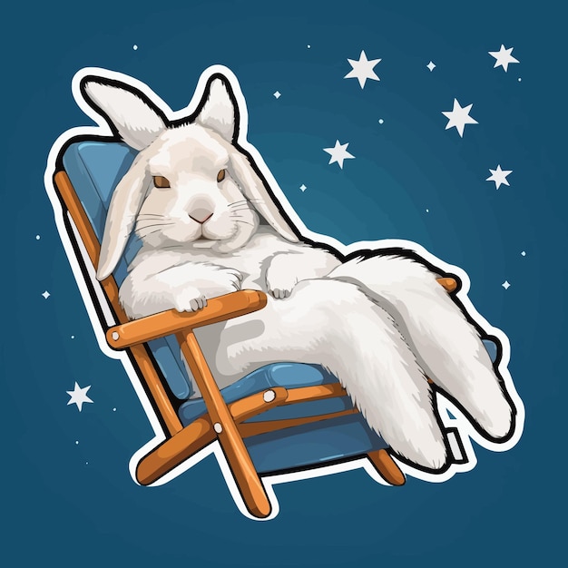 Vector a bunny in a rocking chair with stars in the background