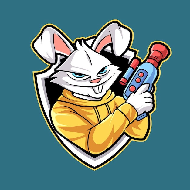 Bunny shooter mascotte logo afbeelding