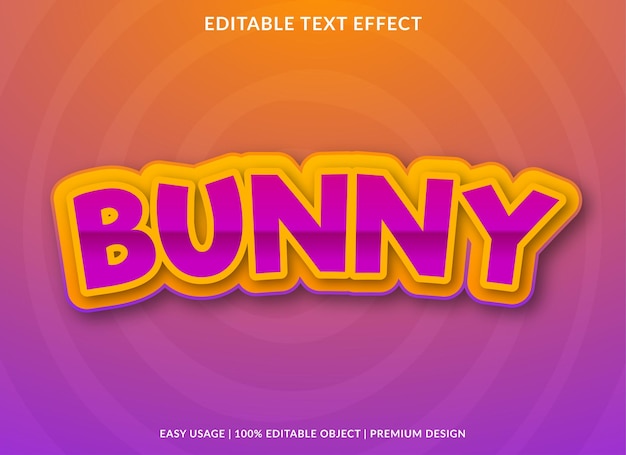 bunny text effect editable template with abstract style use for business logo and brand