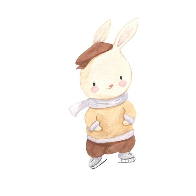 Bunny watercolor illustration for kids