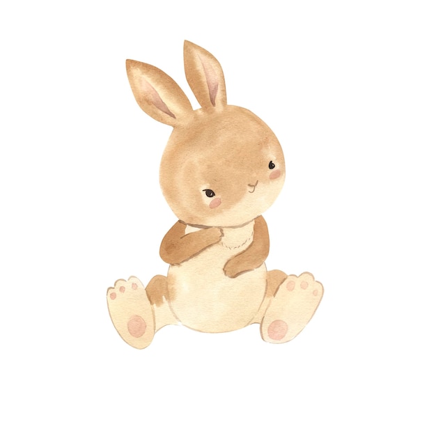 Bunny watercolor illustration for kids