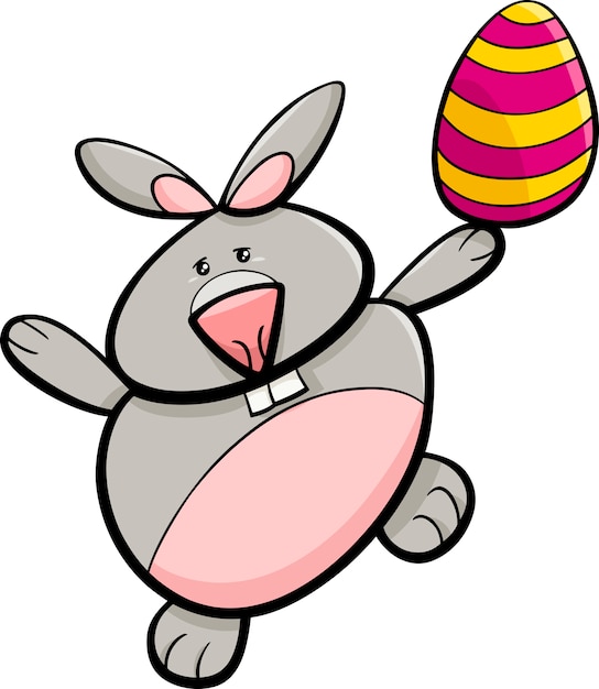 Vector bunny with easter egg cartoon