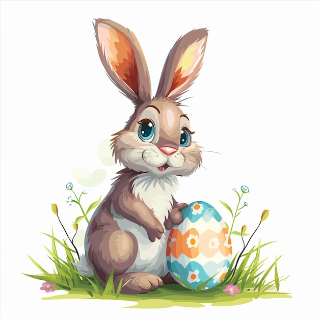 bunny with easter eggs clipart