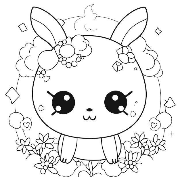 A bunny with flowers and a flower on it