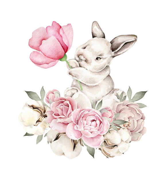 Bunny with flowers