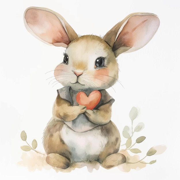 A bunny with a red heart in its paws