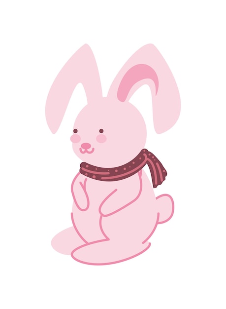 bunny with scarf icon isolated