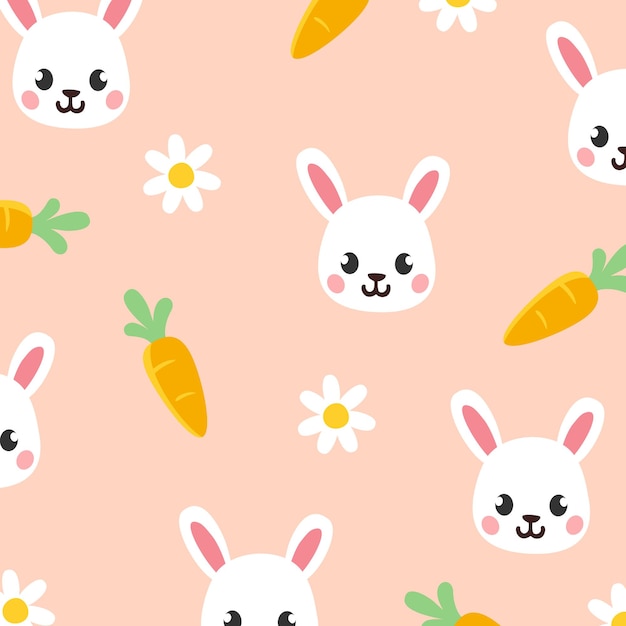 Bunny wortel Daisy patroon. Gelukkig Pasen. Gelukkig schattige paashazen. vector textuur