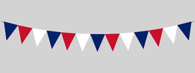 Vector bunting garland blue red white party flags string of pennants vector design elements