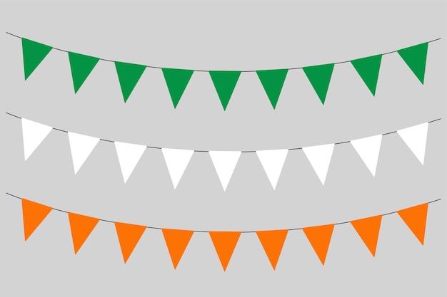 Bunting garland set of triangular flag strings st patrick day pennants retro style illustration