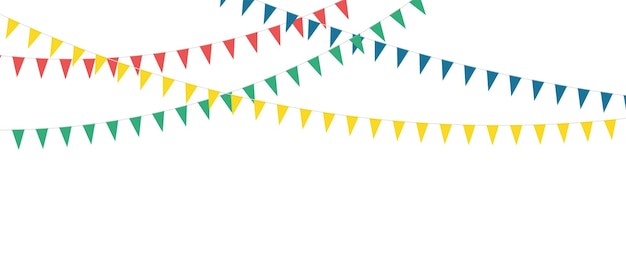 Vector bunting party flags isolated on white background vector illustration