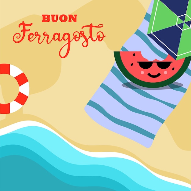 Buon Ferragosto Italiaans festival achtergrond Gelukkige zomervakantie in Italië