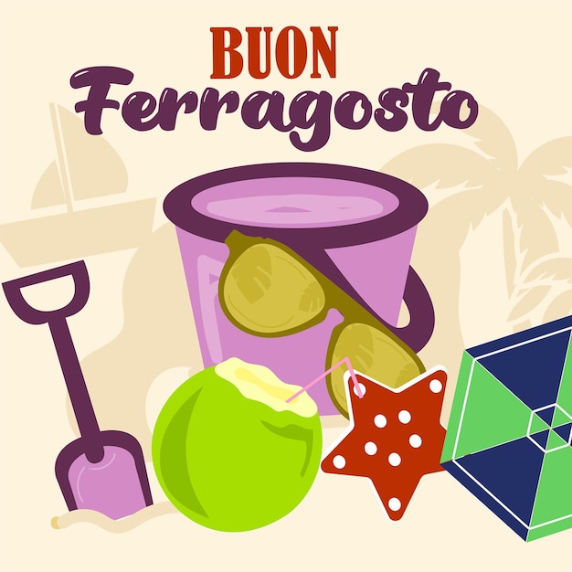 Buon ferragosto italiaans festival achtergrond gelukkige zomervakantie in italië