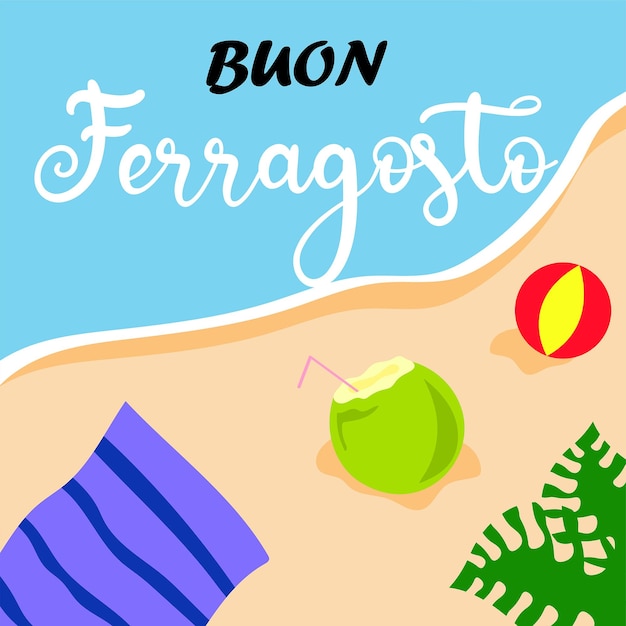 Buon Ferragosto イタリアン・フェスティバル 背景 イタリアの夏休みを楽しんでください