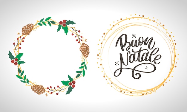 Buon Natale. Merry Christmas Calligraphy Template in Italian. 