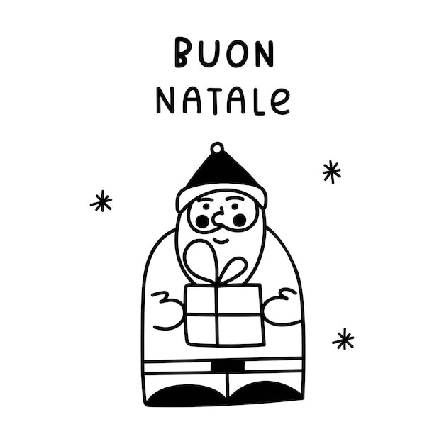 Buon natale t's mean merry christmas in Italy Santa holding present Vector illustration