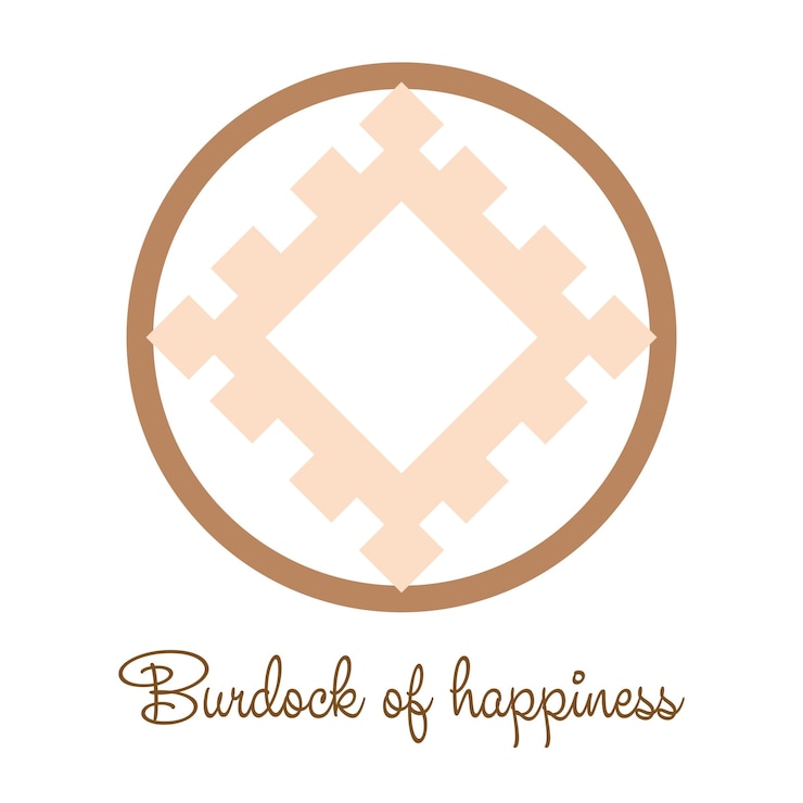 Vector burdock of happiness a slavic symbol decorated with an ornament in a wreath of scandinavian weaving beige trendy design