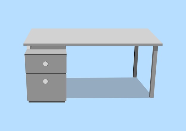 Bureau geïsoleerd enkel object realistisch op blauwe achtergrond Vector Illustration