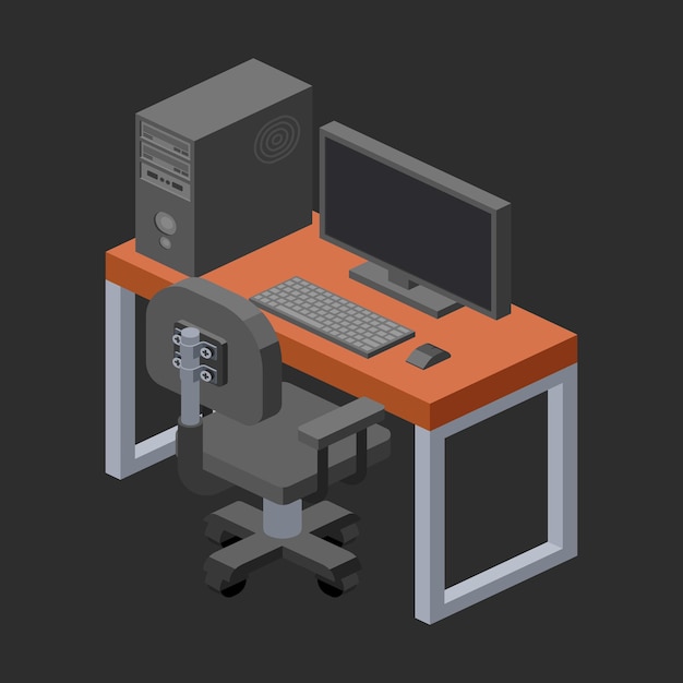 Vector bureau met computer